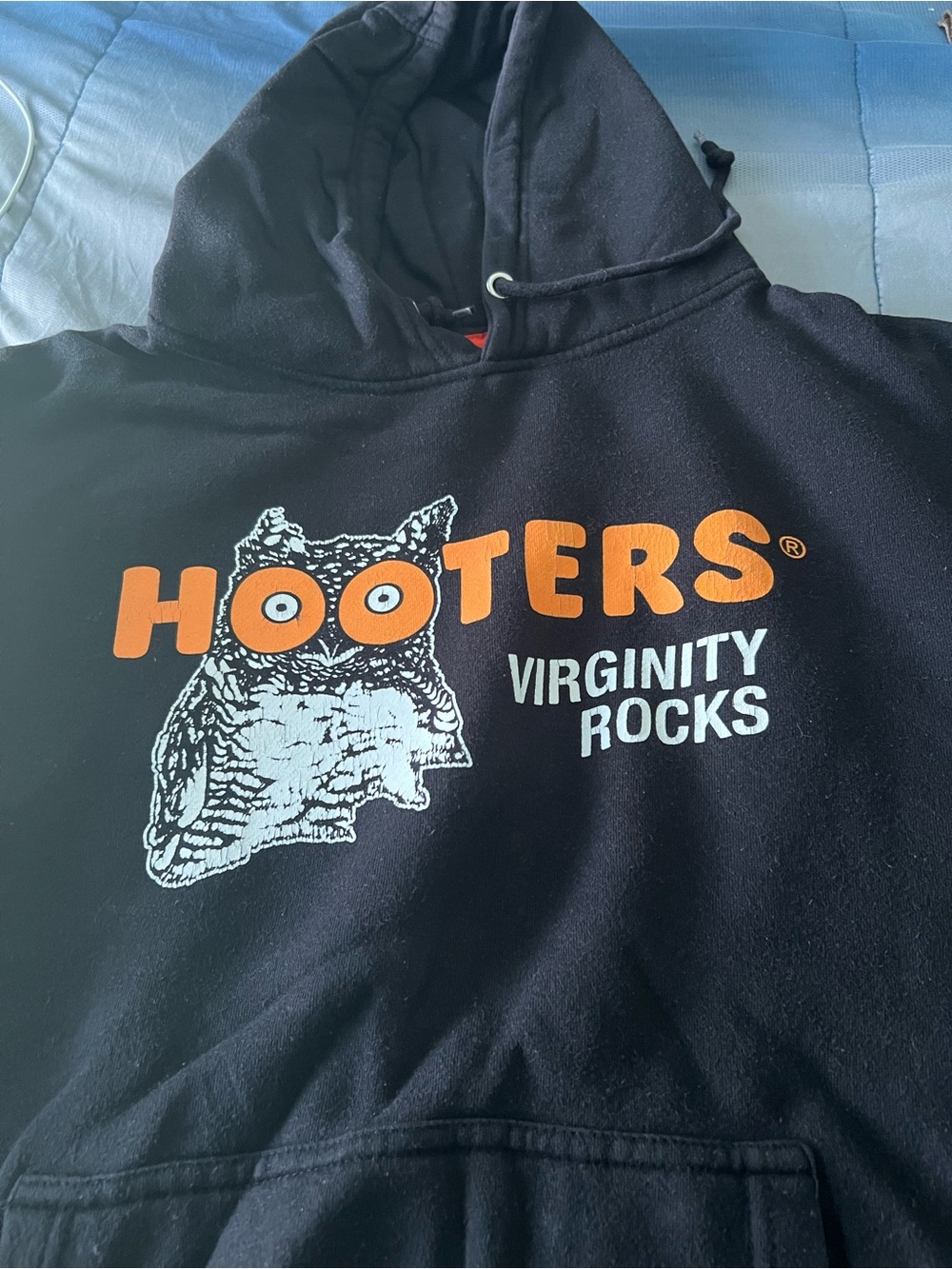 Hooters Black Pullover Hoodie with Orange Logo
